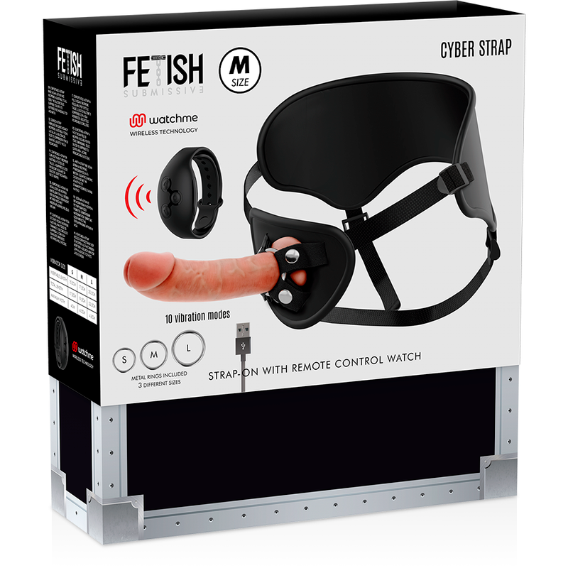 FETISH SUBMISSIVE CYBER STRAP - ARNÉS CON DILDO CONTROL REMOTO TECNOLOGÍA WATCHME M