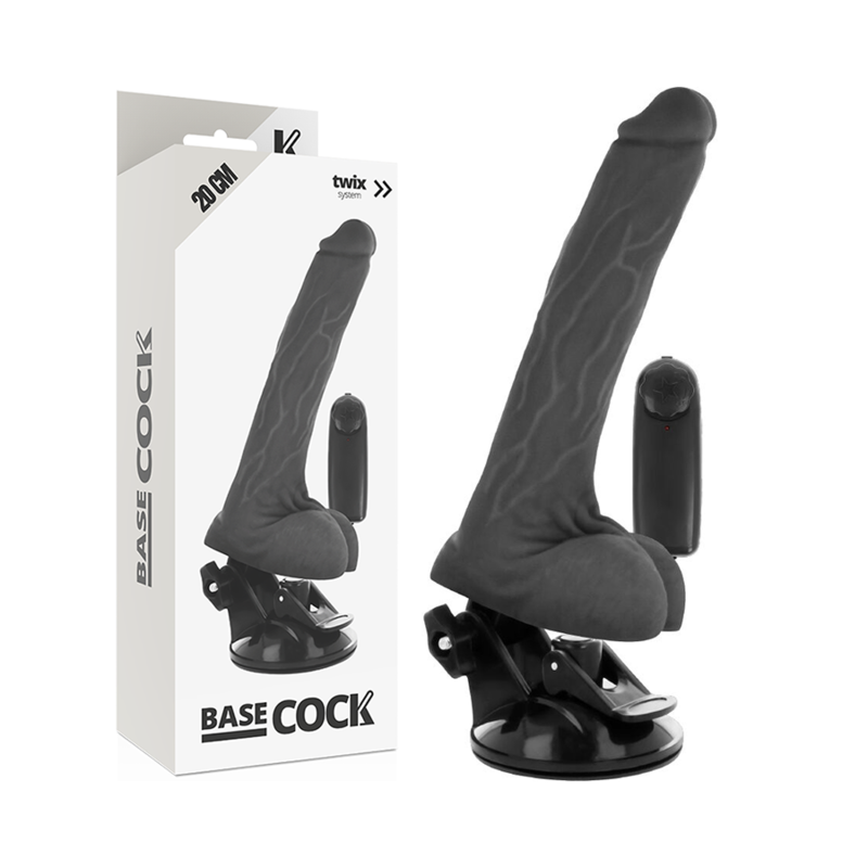 BASECOCK - VIBRADOR REALÍSTICO CONTROL REMOTO NATURAL CON TESTÍCULOS 20 CM -O- 4 CM