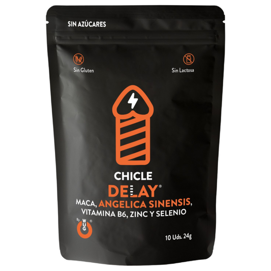 WUG DELAY – Chicle funcional con Zinc, Selenio y Vitamina B6 para mayor control y resistencia en los momentos íntimos