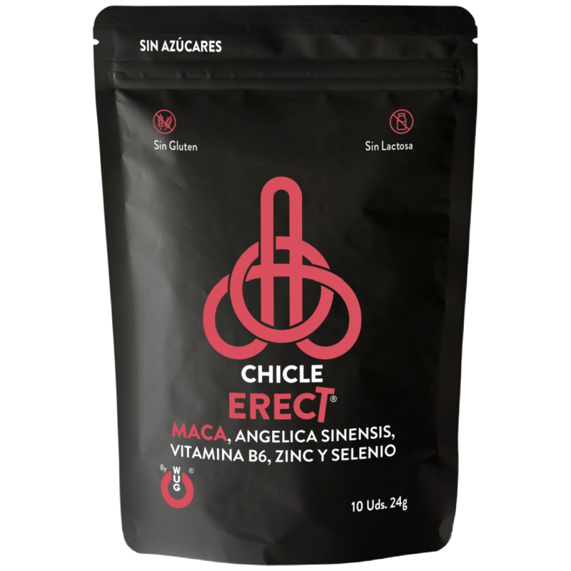WUG ERECT – Chicle funcional con Maca, Zinc y Vitaminas para potenciar la energía y el rendimiento masculino
