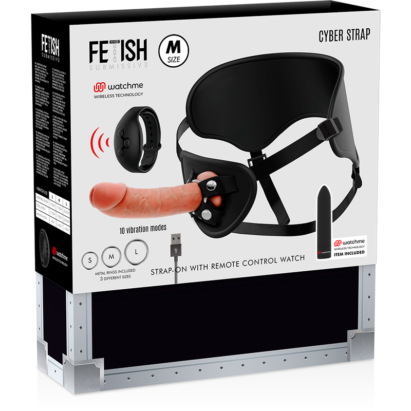 FETISH SUBMISSIVE CYBER STRAP - ARNÉS CON DILDO Y BALA CONTROL REMOTO TECNOLOGÍA WATCHME M