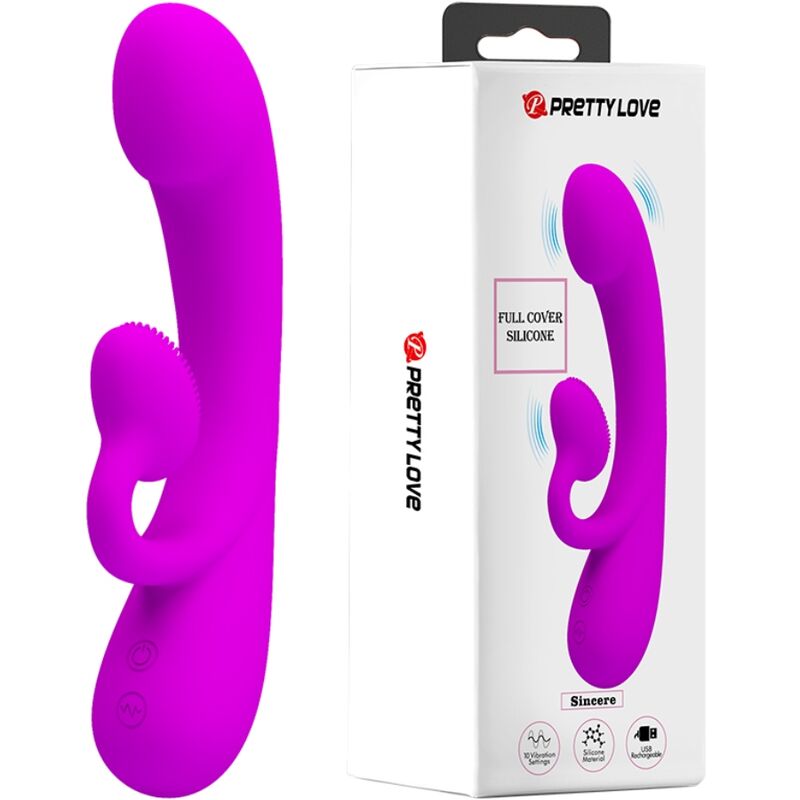 PRETTY LOVE - SINCERE VIBRADOR Y SUCCIONADOR DE CLÍTORIS SILICONA MORADO
