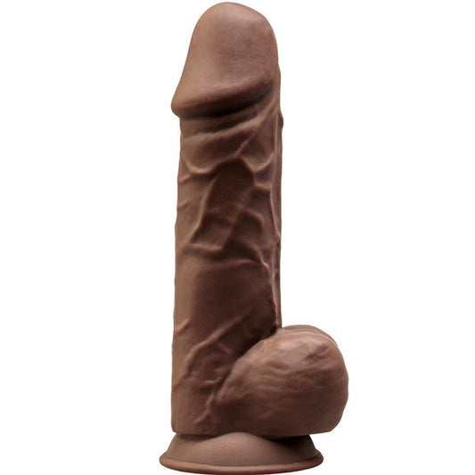 SILEXD - MODELO 1 PENE REALÍSTICO SILICONA PREMIUM SILEXPAN MARRÓN 21.5 CM