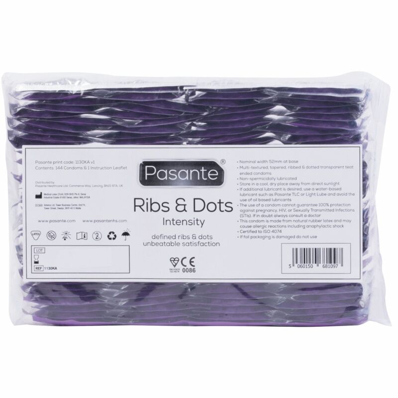 PASANTE - RIBS & DOTS PRESERVATIVOS INTENSITY 144 UNIDADES