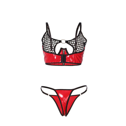 SUBBLIME - 955533 CONJUNTO SUJETADOR CON CREMALLERA DE MALLA DE CHAROL ROJO S/M